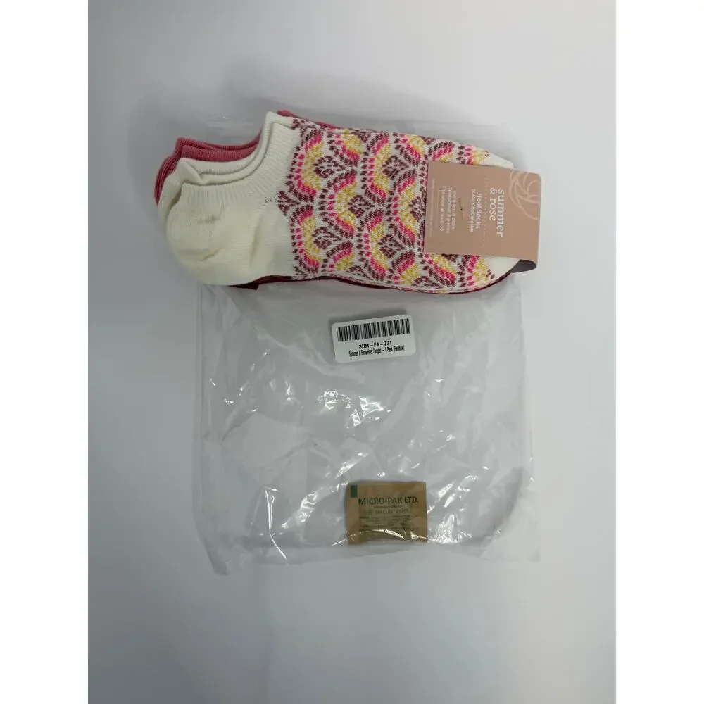Summer & Rose 6 Pair Heel Socks Fair Isle Pattern No Show Socks NWT FabFitFun